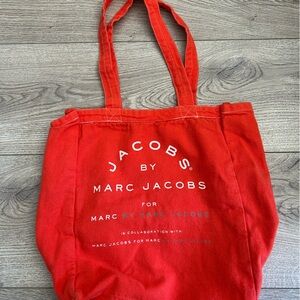 Marc Jacobs Vibrant Orange Red Canvas Tote